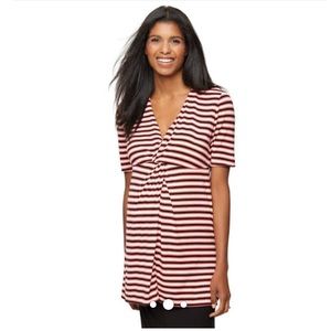 Rachel Zoe‎ Maternity Top Stripes Tunic Size Large Pink Black White